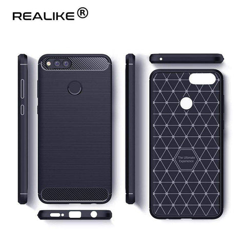 Image of REALIKE&reg; Huawei Honor 7X Back Cover Flexible Carbon Fiber Design Light weight Shockproof Back Case for Honor 7X (BLUE)