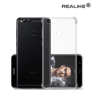 REALIKE&reg; Huawei Honor 7X Back Cover Flexible Carbon Fiber Design Light weight Shockproof Back Case for Honor 7X (Clear)