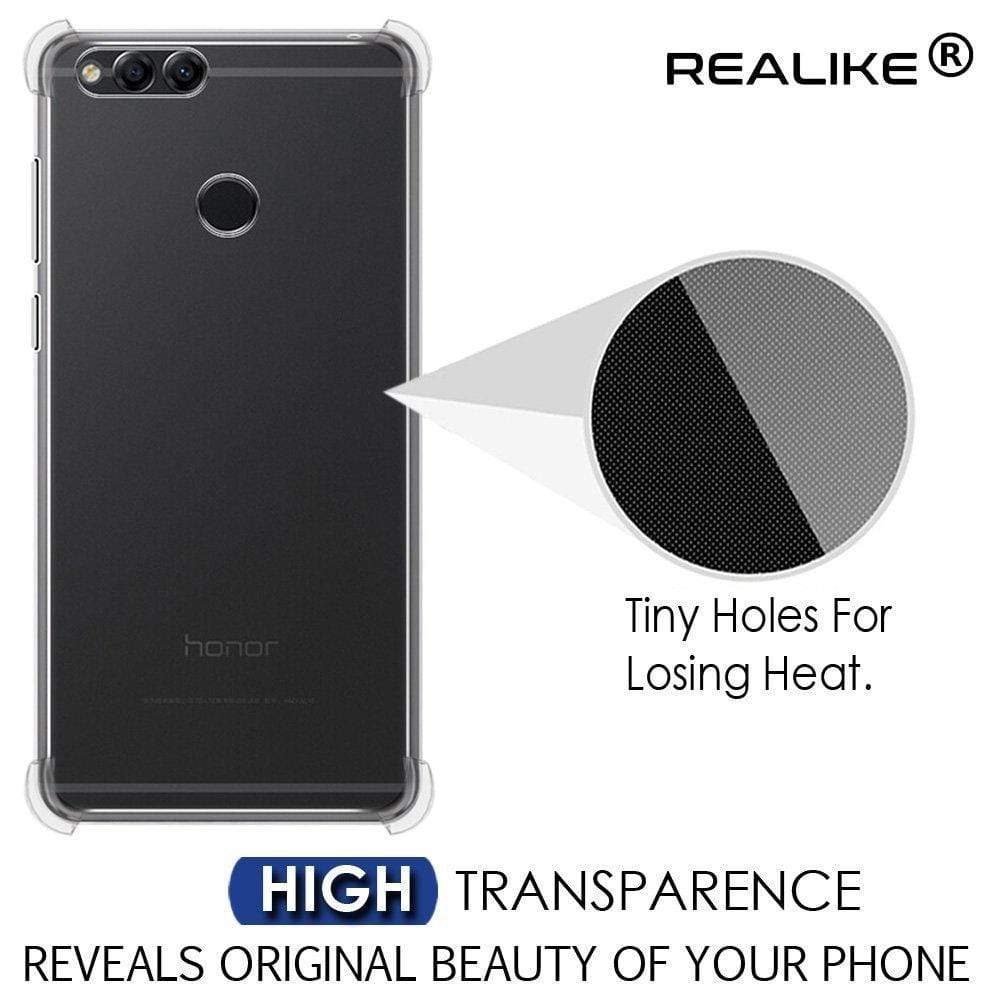 REALIKE&reg; Huawei Honor 7X Back Cover Flexible Carbon Fiber Design Light weight Shockproof Back Case for Honor 7X (Clear)