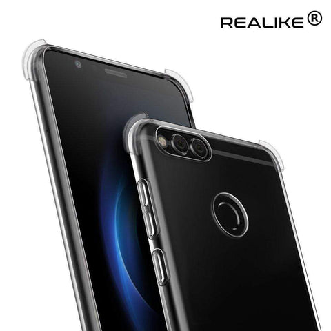 Image of REALIKE&reg; Huawei Honor 7X Back Cover Flexible Carbon Fiber Design Light weight Shockproof Back Case for Honor 7X (Clear)