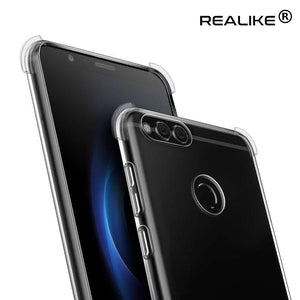 REALIKE&reg; Huawei Honor 7X Back Cover, Flexible TPU Gel Rubber Soft Silicone Protective Transparent Cover (Clear Series)