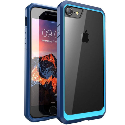 Image of REALIKE&reg; iPhone 8 Back Cover, Beetle Series Premium Hybrid Protective Frost Clear Case for Apple iPhone 8 (Blue/Navy)