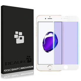 REALIKE&reg; iPhone 8 Plus / 7 Plus Screen Protector, 3D Touch Edge to Edge 9H Blue Light Filter Full Coverage Shockproof Tempered Glass for Apple iPhone 8 Plus / 7 Plus (White)