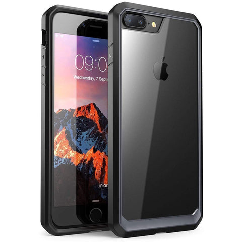 REALIKE&reg; iPhone 8 Plus Crystal Back Case with Screen Protector Combo, Premium Quality Hard Back Case with 9H Full Coverage HD Clear Tempered Glass for iPhone 8 Plus (Black)