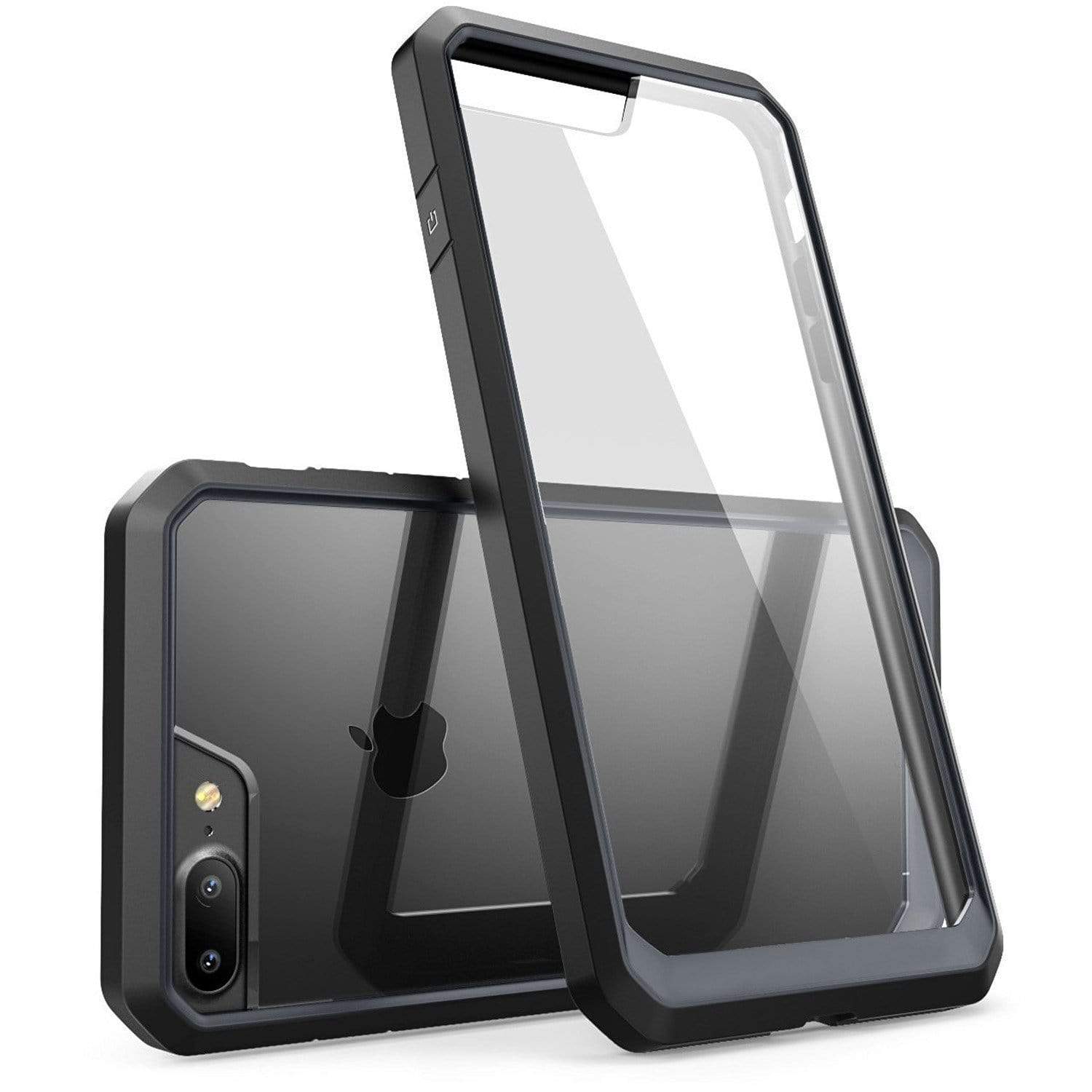 REALIKE&reg; iPhone 8 Plus Crystal Back Case with Screen Protector Combo, Premium Quality Hard Back Case with 9H Full Coverage HD Clear Tempered Glass for iPhone 8 Plus (Black)