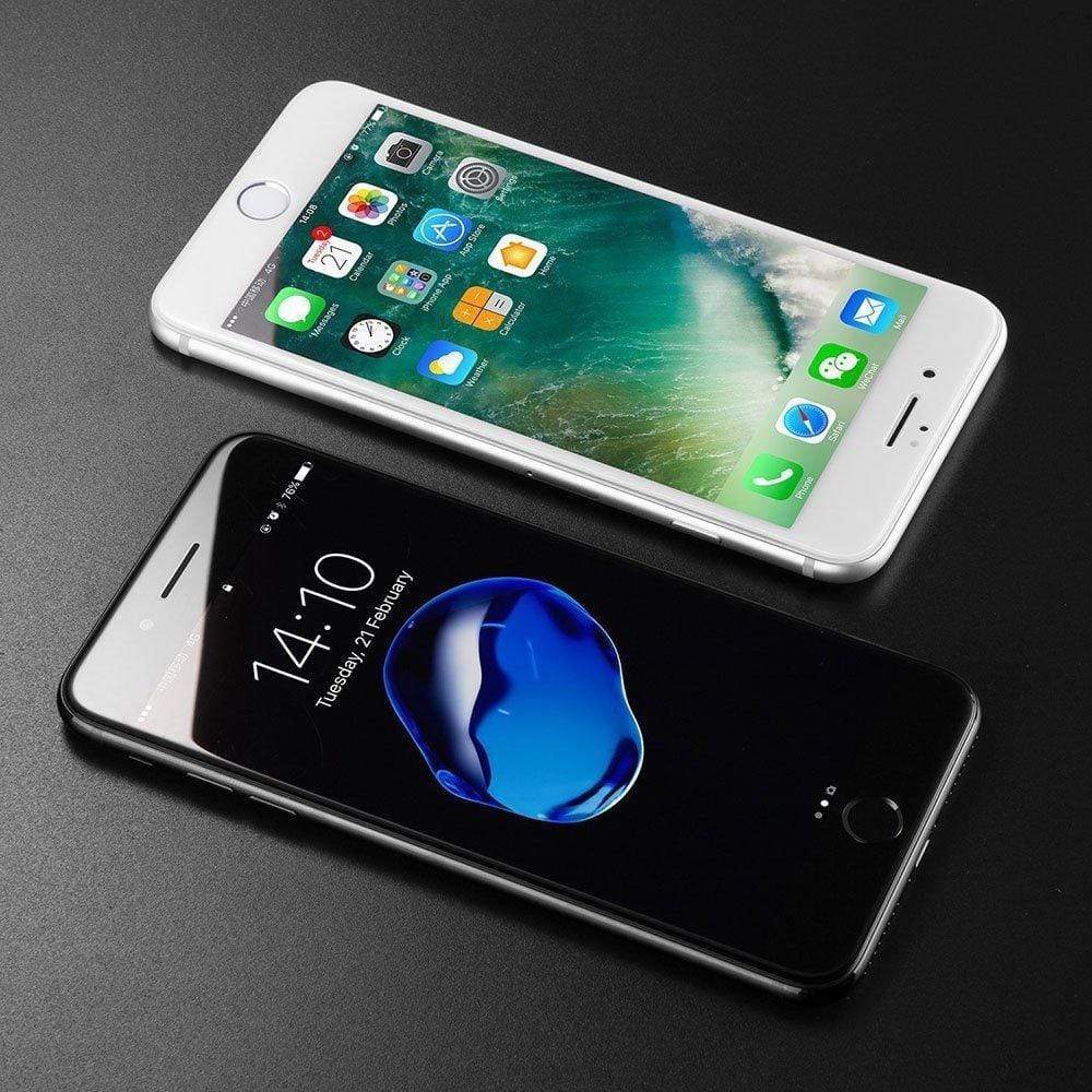 REALIKE&reg; iPhone 8 Plus Crystal Back Case with Screen Protector Combo, Premium Quality Hard Back Case with 9H Full Coverage HD Clear Tempered Glass for iPhone 8 Plus (Black)