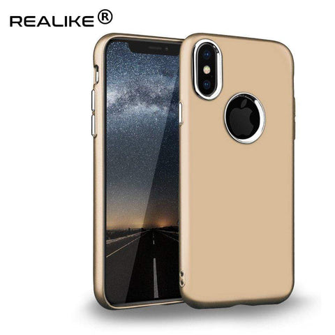 Image of REALIKE&reg; iPhone X 360° Back Cover, Ultra Thin Slim Hard Premium 360° PC Case For iPhone X (GOLD)