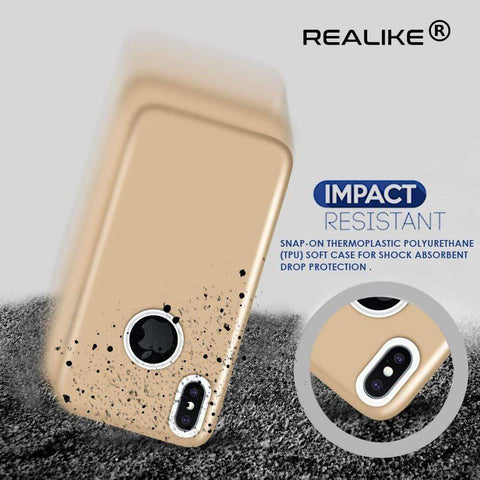 REALIKE&reg; iPhone X 360° Back Cover, Ultra Thin Slim Hard Premium 360° PC Case For iPhone X (GOLD)