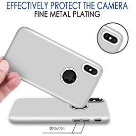 REALIKE® iPhone X 360° Back Cover, Ultra Thin Slim Premium Electroplating Buttons TPU Back Case For iPhone X (Silver)