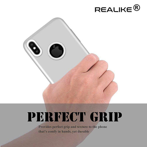 Image of REALIKE&reg; iPhone X 360° Back Cover, Ultra Thin Slim Premium Electroplating Buttons TPU Back Case For iPhone X (Silver)