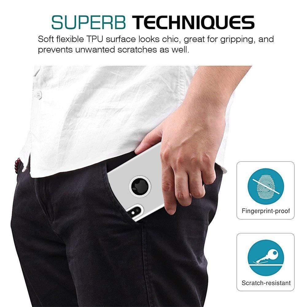 REALIKE&reg; iPhone X 360° Back Cover, Ultra Thin Slim Premium Electroplating Buttons TPU Back Case For iPhone X (Silver)