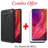 REALIKE&reg; Mi Mix 2 Back Case with Screen Protector Combo, Carbon Fiber Premium Quality Back Case with 9H Full Coverage HD Clear Tempered Glass for Mi Mix 2 (Black)