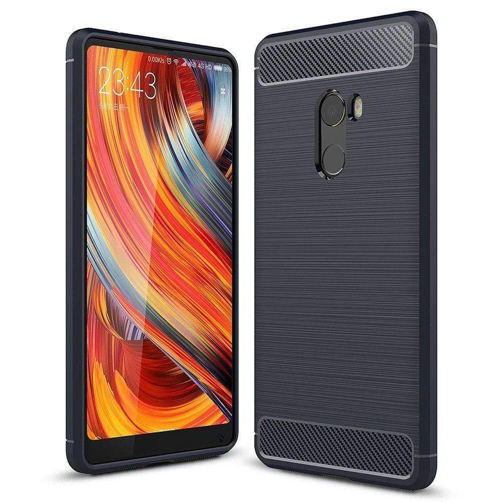 REALIKE&reg; Mi Mix 2 Back Cover, Flexible Carbon Fibre Design Light Weight Shockproof Back Cover For Xiaomi Mi Mix 2 - Metallic Blue