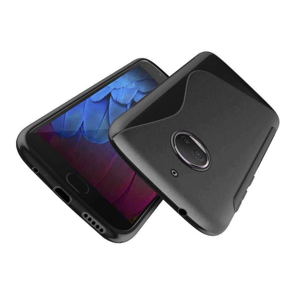 REALIKE&reg; Moto G5S Plus Cover, Flexible TPU Gel Rubber Soft Skin Silicone Protective Case Cover For Motorola Moto G5S Plus-Black (September 2017 Launch)