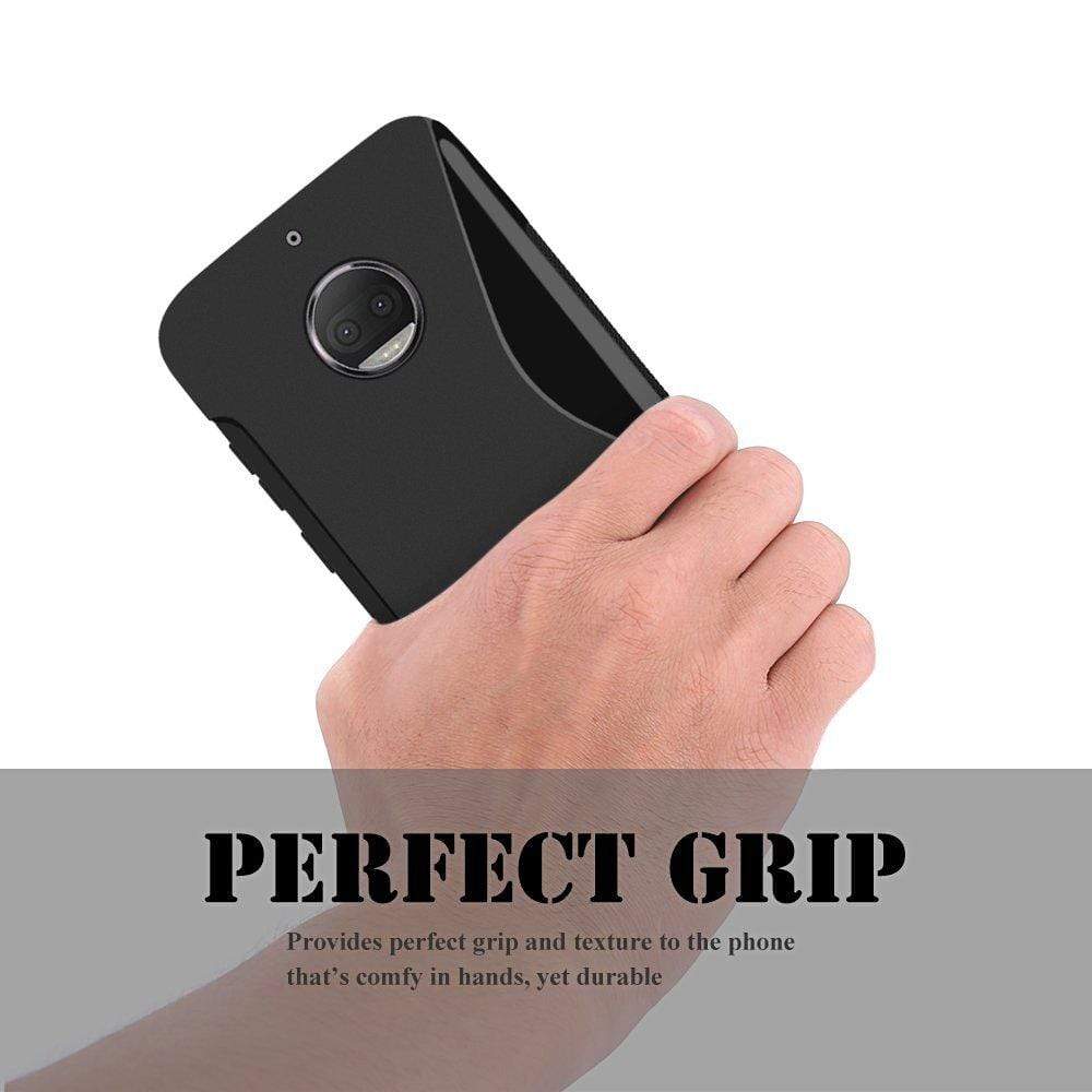 REALIKE&reg; Moto G5S Plus Cover, Flexible TPU Gel Rubber Soft Skin Silicone Protective Case Cover For Motorola Moto G5S Plus-Black (September 2017 Launch)