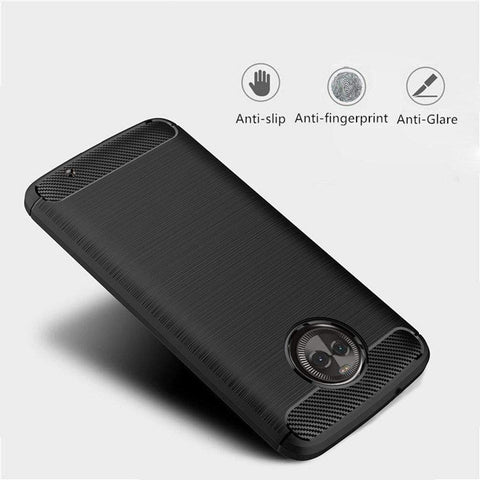 Image of REALIKE&reg; MOTO X4 Back Cover, Flexible Carbon Fibre Design Light Weight Shockproof Back Cover For Motorola Moto X4 (Black)