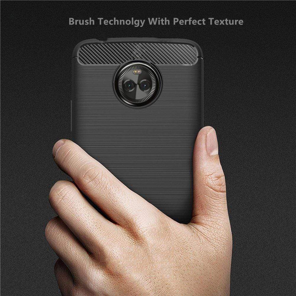 REALIKE&reg; MOTO X4 Back Cover, Flexible Carbon Fibre Design Light Weight Shockproof Back Cover For Motorola Moto X4 (Black)