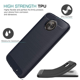 REALIKE® MOTO X4 Back Cover, Flexible Carbon Fibre Design Light Weight Shockproof Back Cover For Motorola Moto X4 (Blue)