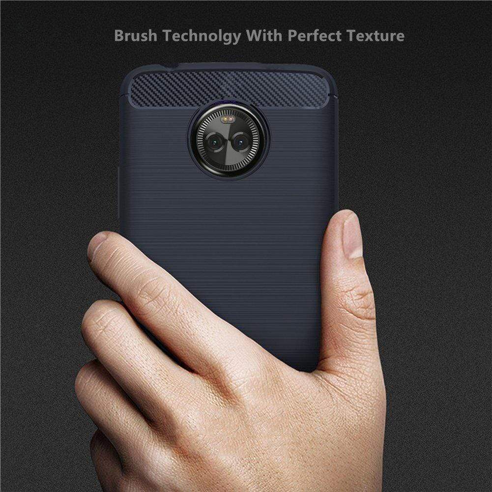 REALIKE&reg; MOTO X4 Back Cover, Flexible Carbon Fibre Design Light Weight Shockproof Back Cover For Motorola Moto X4 (Blue)