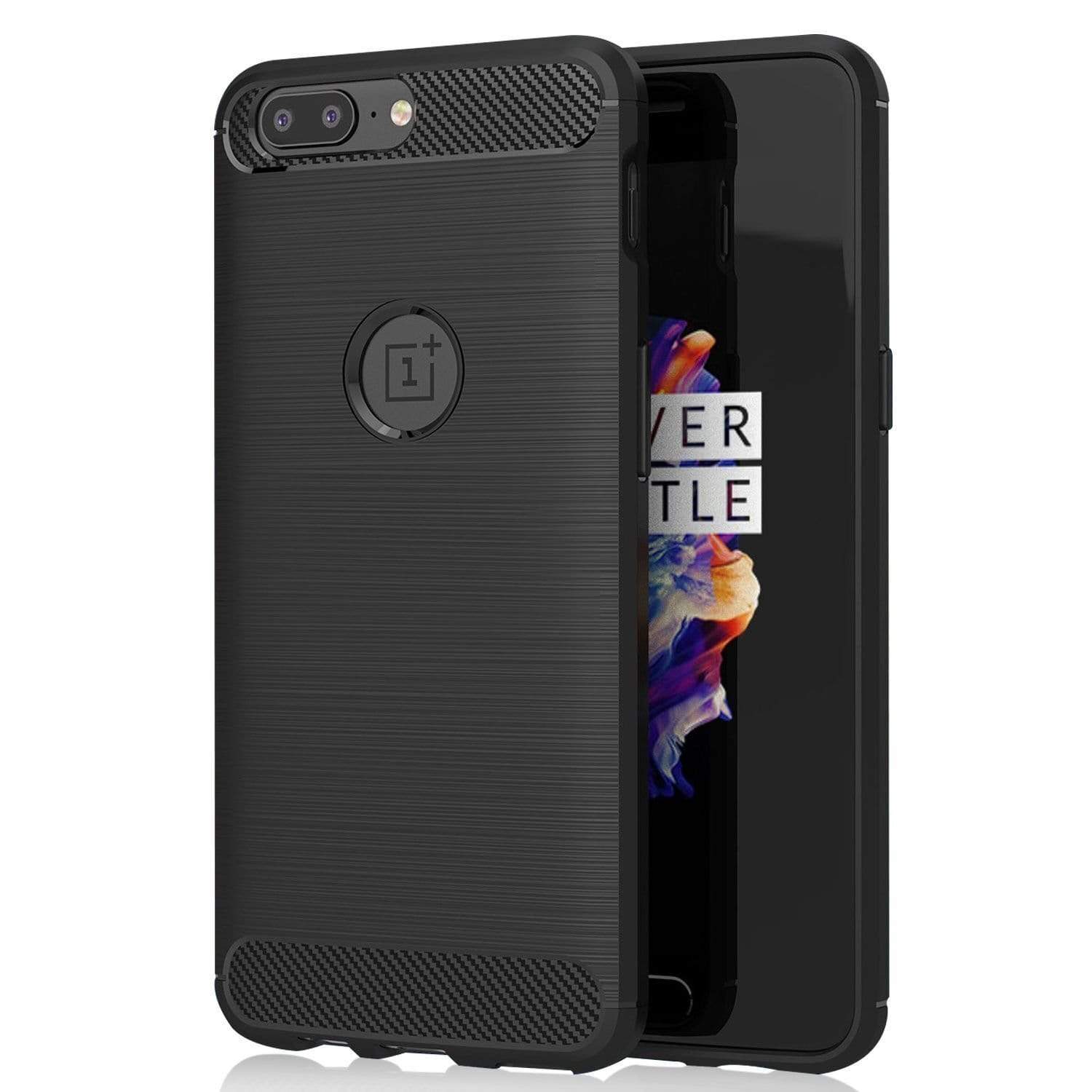 REALIKE&reg; OnePlus 5 Back Cover, [Vibrance Series] Protective Slider Style Slim Carbon Fiber Case Cover For OnePlus Five Metallic Black