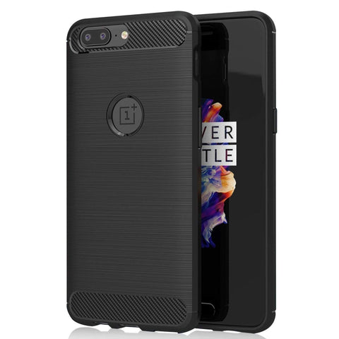 Image of REALIKE&reg; OnePlus 5 Back Cover, [Vibrance Series] Protective Slider Style Slim Carbon Fiber Case Cover For OnePlus Five Metallic Black