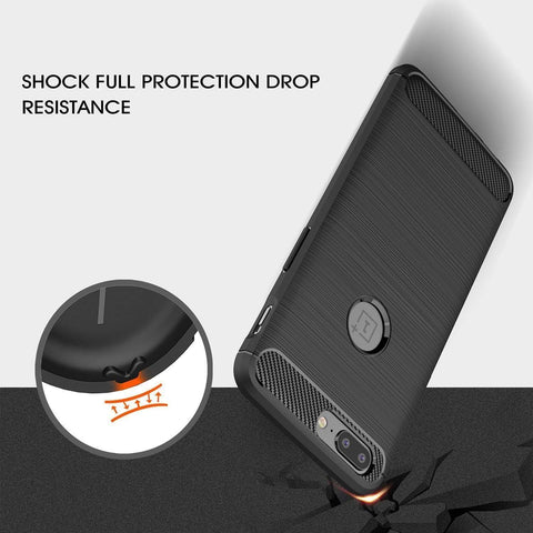 REALIKE&reg; OnePlus 5 Back Cover, [Vibrance Series] Protective Slider Style Slim Carbon Fiber Case Cover For OnePlus Five Metallic Black