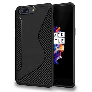 REALIKE&reg; OnePlus 5 Back Cover, [Vibrance Series] Protective Slider Style Slim Carbon Fiber Case Cover For OnePlus Five - Metallic Black