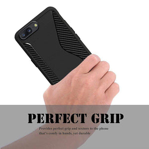 REALIKE&reg; OnePlus 5 Back Cover, [Vibrance Series] Protective Slider Style Slim Carbon Fiber Case Cover For OnePlus Five - Metallic Black