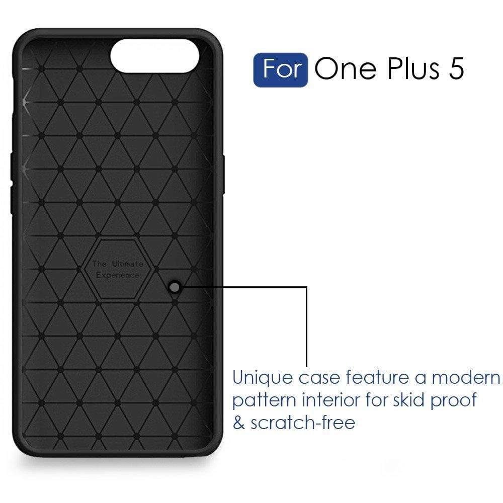 REALIKE&reg; OnePlus 5 Back Cover, [Vibrance Series] Protective Slider Style Slim Carbon Fiber Case Cover For OnePlus Five - Metallic Black