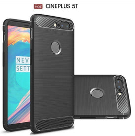 REALIKE&reg; OnePlus 5T Back Cover, Flexible Carbon Fiber Design Lightweight Shockproof Back Cover for OnePlus 5T (BLACK)