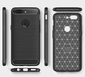 REALIKE® OnePlus 5T Back Cover, Flexible Carbon Fiber Design Lightweight Shockproof Back Cover for OnePlus 5T (BLACK)