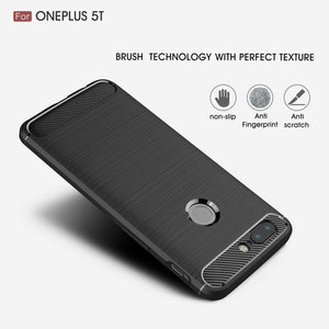 REALIKE&reg; OnePlus 5T Back Cover, Flexible Carbon Fiber Design Lightweight Shockproof Back Cover for OnePlus 5T (BLACK)