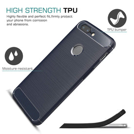 REALIKE® OnePlus 5T Back Cover, Flexible Carbon Fiber Design Lightweight Shockproof Back Cover for OnePlus 5T (BLUE)