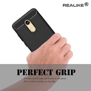 REALIKE&reg; Redmi Note 5 Back Cover, Branded Case With Ultimate Protection From Drops, Flexible Carbon Fiber Back Cover For Xiaomi Redmi Note 5-2018