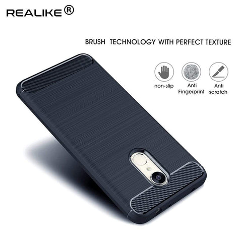 REALIKE&reg; Redmi Note 5 Back Cover, Branded Case With Ultimate Protection From Drops, Flexible Carbon Fiber Back Cover For Xiaomi Redmi Note 5-2018