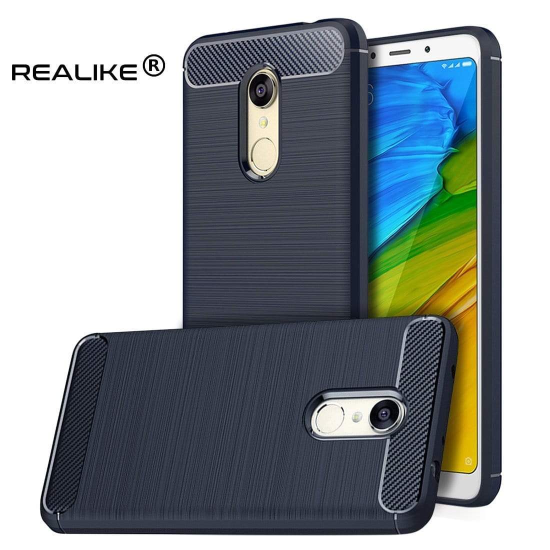 REALIKE&reg; Redmi Note 5 Back Cover, Branded Case With Ultimate Protection From Drops, Flexible Carbon Fiber Back Cover For Xiaomi Redmi Note 5-2018