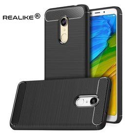 REALIKE&reg; Redmi Note 5 Back Cover, Branded Case With Ultimate Protection From Drops, Flexible Carbon Fiber Back Cover For Xiaomi Redmi Note 5-2018 (REDMI NOTE 5, BLACK)