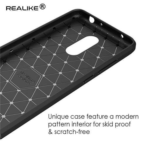 Image of REALIKE&reg; Redmi Note 5 Back Cover, Branded Case With Ultimate Protection From Drops, Flexible Carbon Fiber Back Cover For Xiaomi Redmi Note 5-2018 (REDMI NOTE 5, BLACK)