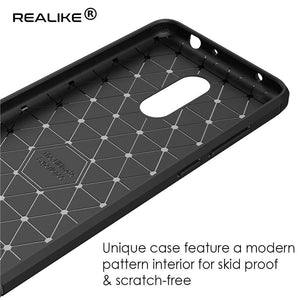 REALIKE&reg; Redmi Note 5 Back Cover, Branded Case With Ultimate Protection From Drops, Flexible Carbon Fiber Back Cover For Xiaomi Redmi Note 5-2018 (REDMI NOTE 5, BLACK)