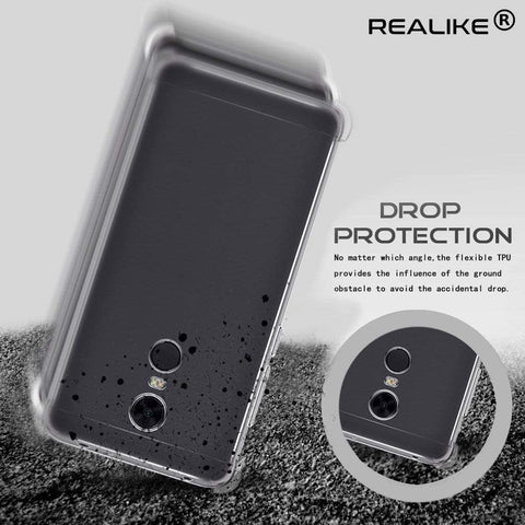 Image of REALIKE&reg; Redmi Note 5 Back Cover, Branded Case With Ultimate Protection From Drops, Flexible Carbon Fiber Back Cover For Xiaomi Redmi Note 5-2018 (REDMI NOTE 5, CLEAR)