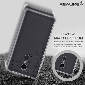 REALIKE&reg; Redmi Note 5 Back Cover, Branded Case With Ultimate Protection From Drops, Flexible Carbon Fiber Back Cover For Xiaomi Redmi Note 5-2018 (REDMI NOTE 5, CLEAR)