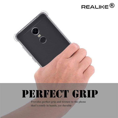 REALIKE&reg; Redmi Note 5 Back Cover, Branded Case With Ultimate Protection From Drops, Flexible Carbon Fiber Back Cover For Xiaomi Redmi Note 5-2018 (REDMI NOTE 5, CLEAR)