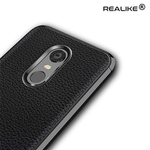 REALIKE&reg; Redmi Note 5 Back Cover, Branded Case With Ultimate Protection From Drops, Flexible Carbon Fiber Back Cover For Xiaomi Redmi Note 5-2018 (REDMI NOTE 5, LITCHI BLACK)