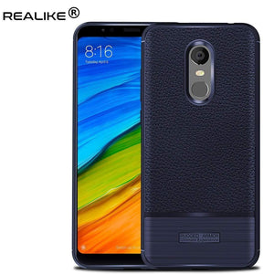 REALIKE&reg; Redmi Note 5 Back Cover, Branded Case With Ultimate Protection From Drops, Flexible Carbon Fiber Back Cover For Xiaomi Redmi Note 5-2018 (REDMI NOTE 5, LITCHI BLUE)