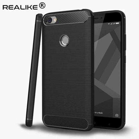 Image of REALIKE&reg; Xiaomi Redmi Y1 Back Cover, Flexible Carbon Fiber Design Lightweight Shockproof Back Cover for Xiaomi Redmi Y1 (BLACK)