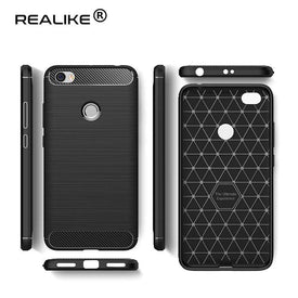 REALIKE® Xiaomi Redmi Y1 Back Cover, Flexible Carbon Fiber Design Lightweight Shockproof Back Cover for Xiaomi Redmi Y1 (BLACK)
