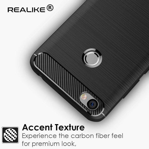 Image of REALIKE&reg; Xiaomi Redmi Y1 Back Cover, Flexible Carbon Fiber Design Lightweight Shockproof Back Cover for Xiaomi Redmi Y1 (BLACK)