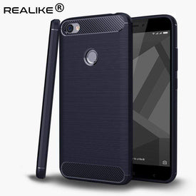 REALIKE&reg; Xiaomi Redmi Y1 Back Cover, Flexible Carbon Fiber Design Lightweight Shockproof Back Cover for Xiaomi Redmi Y1 (BLUE)