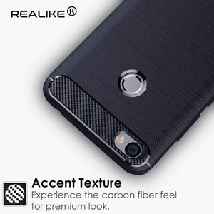 REALIKE&reg; Xiaomi Redmi Y1 Back Cover, Flexible Carbon Fiber Design Lightweight Shockproof Back Cover for Xiaomi Redmi Y1 (BLUE)