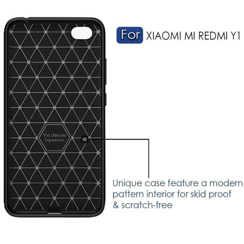 Image of REALIKE&reg; Xiaomi Redmi Y1 Lite Back Cover, Flexible Carbon Fiber Design Lightweight Shockproof Back Cover for Xiaomi Redmi Y1 Lite - Metallic Blue (BLACK)